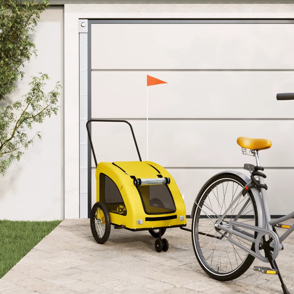 Remolque de bicicleta mascotas hierro tela Oxford amarillo