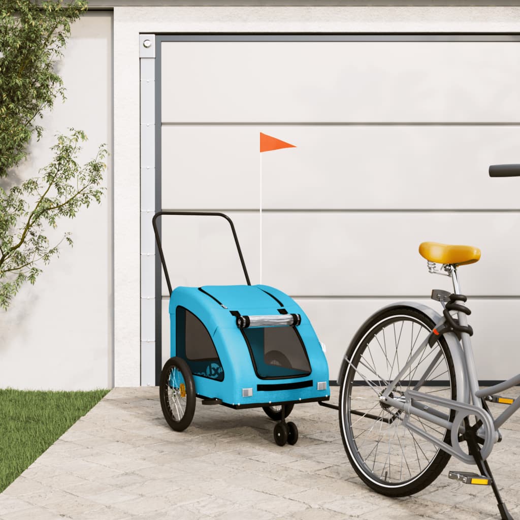 Remolque de bicicleta mascotas hierro tela Oxford azul