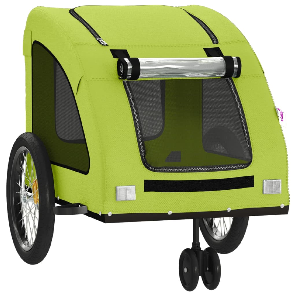Remolque de bicicleta mascotas hierro tela Oxford verde
