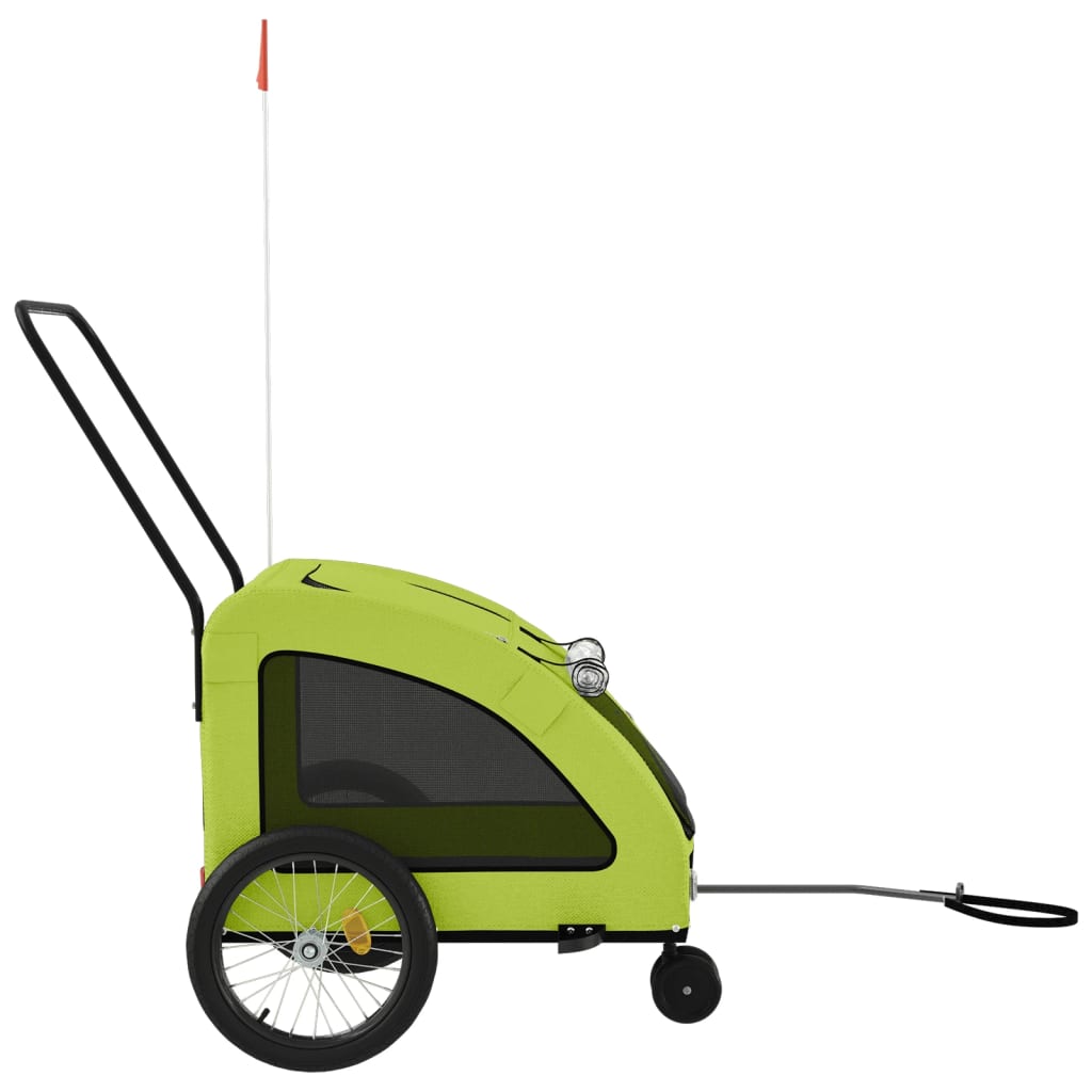 Remolque de bicicleta mascotas hierro tela Oxford verde