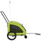 Remolque de bicicleta mascotas hierro tela Oxford verde