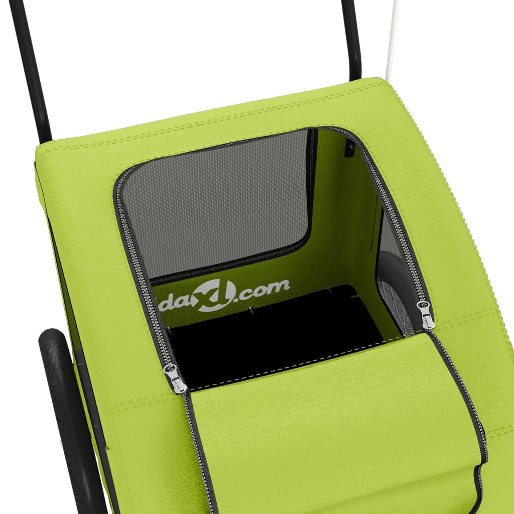 Remolque de bicicleta mascotas hierro tela Oxford verde