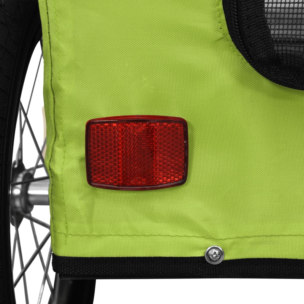 Remolque de bicicleta mascotas hierro tela Oxford verde