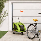 Remolque de bicicleta mascotas hierro tela Oxford verde