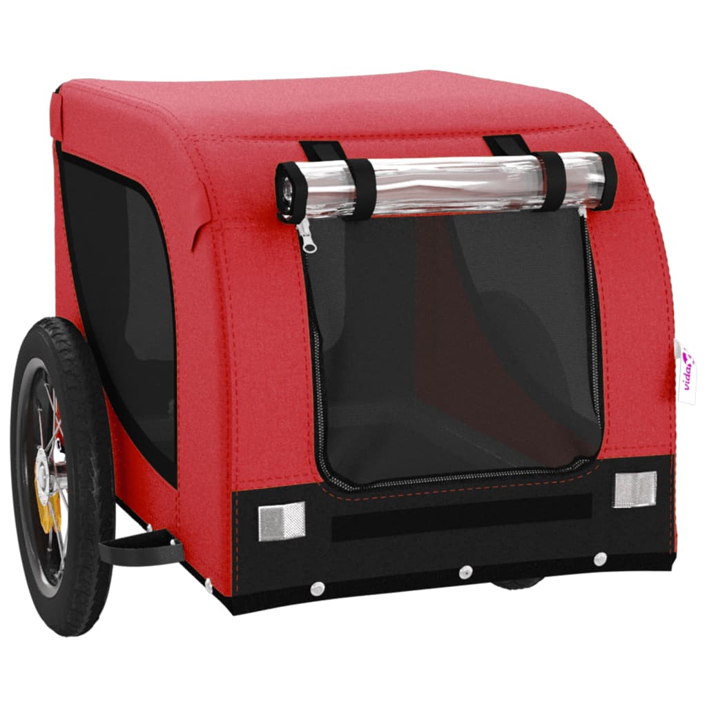 Remolque de bicicleta mascotas hierro tela Oxford rojo negro