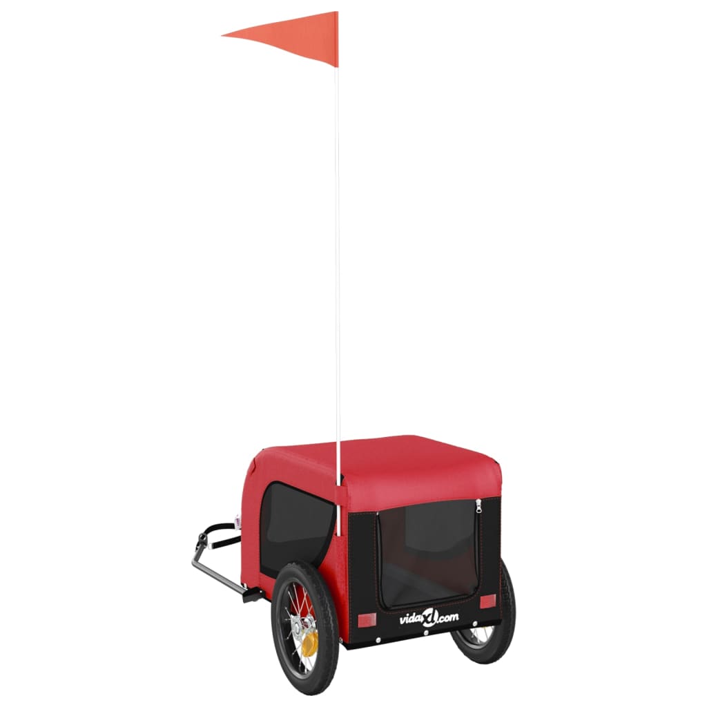 Remolque de bicicleta mascotas hierro tela Oxford rojo negro