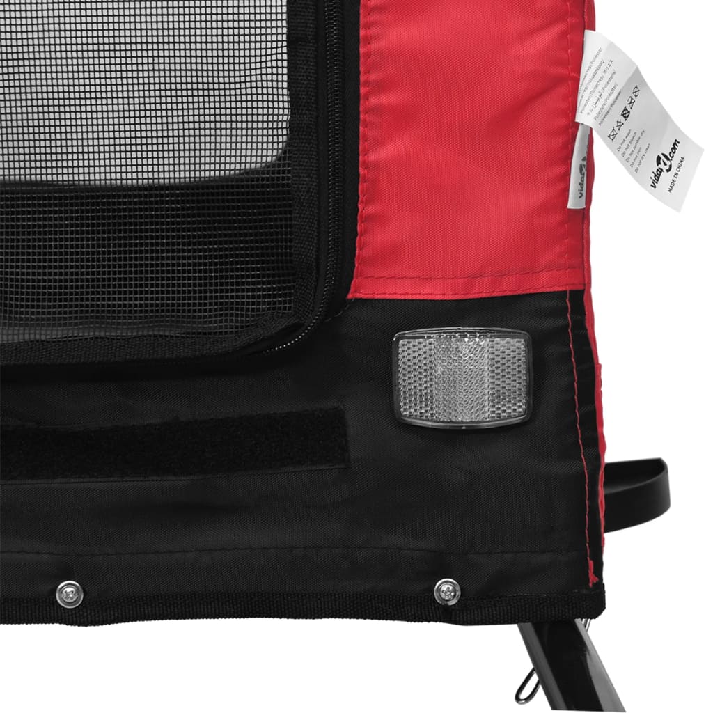 Remolque de bicicleta mascotas hierro tela Oxford rojo negro