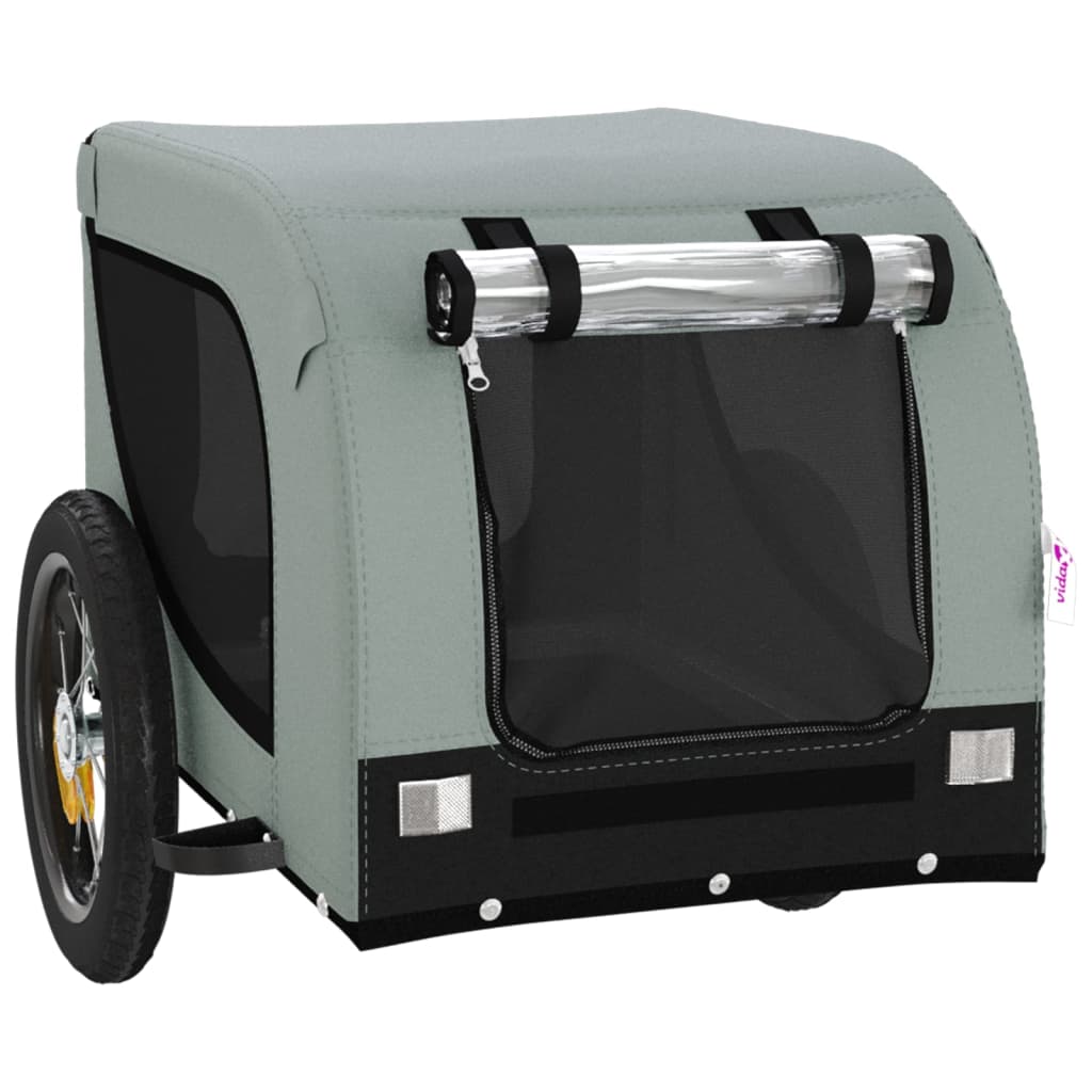 Remolque de bicicleta mascotas hierro tela Oxford gris negro