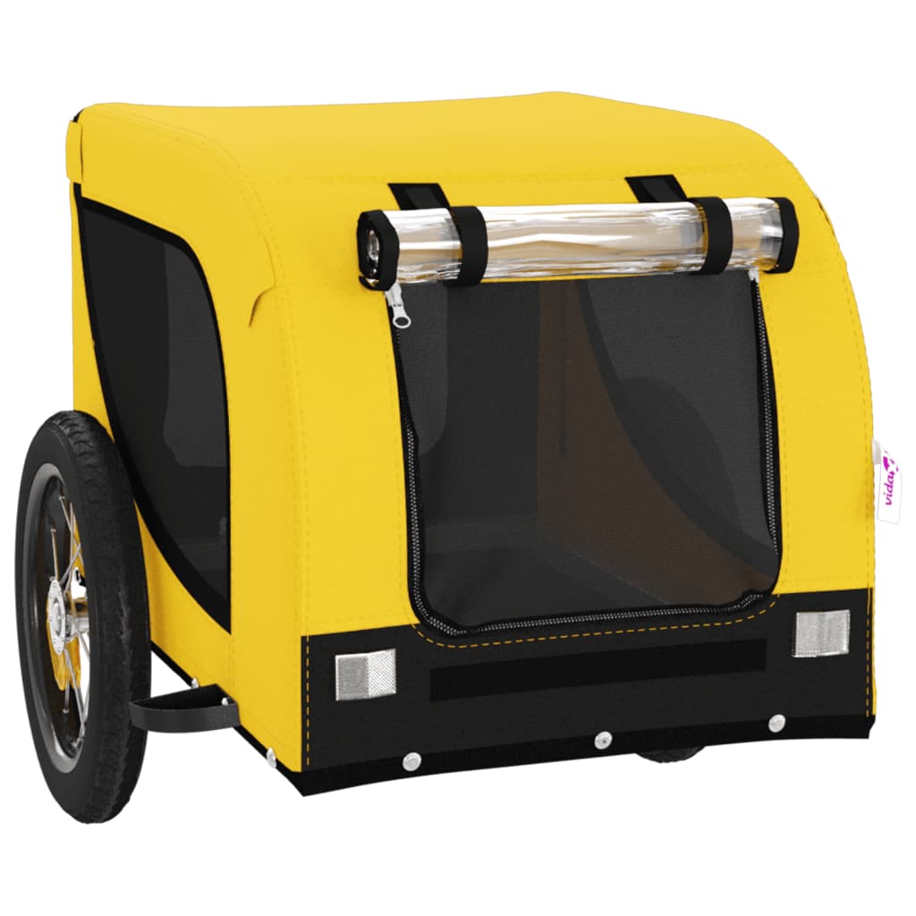 Remolque bicicleta mascotas hierro tela Oxford amarillo negro