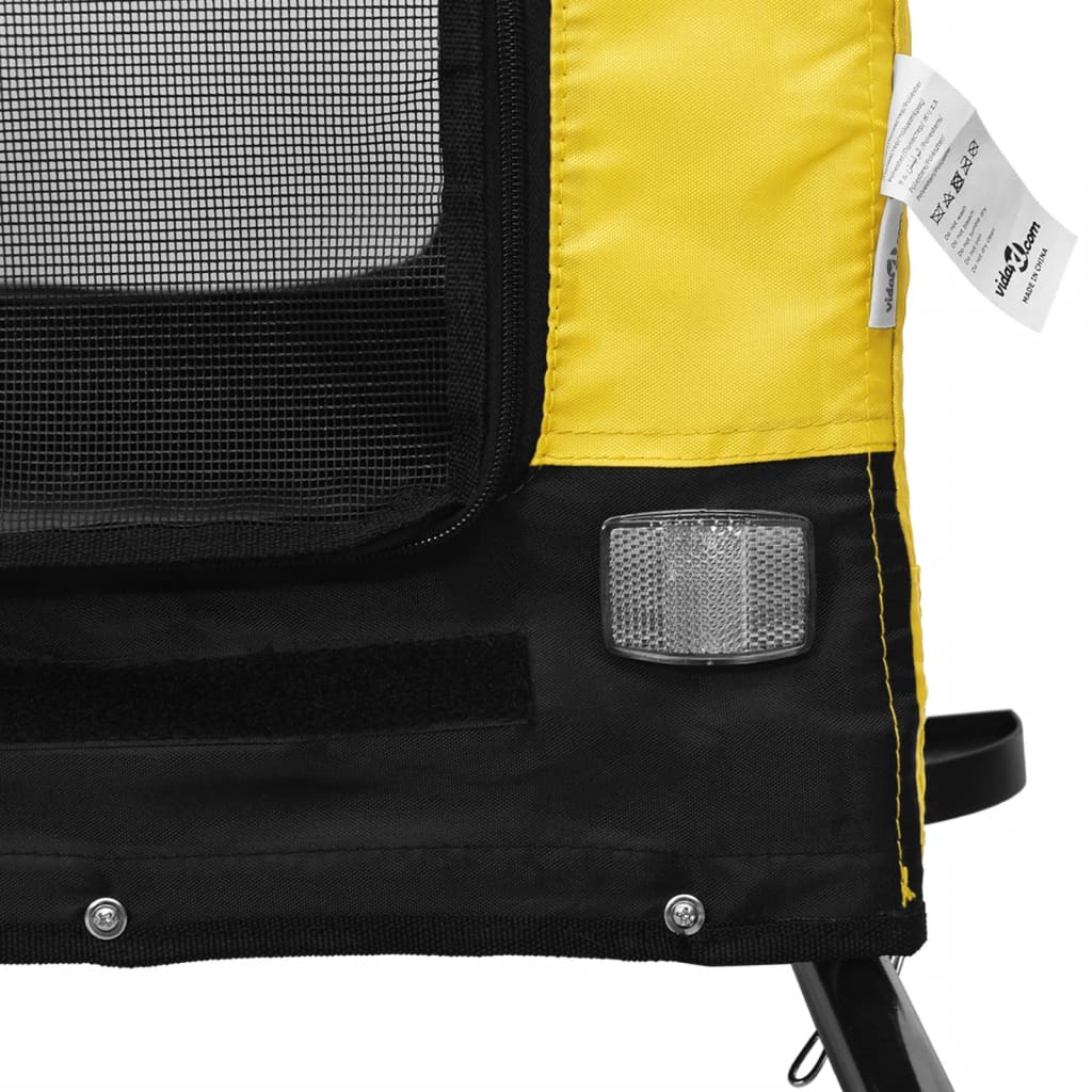 Remolque bicicleta mascotas hierro tela Oxford amarillo negro