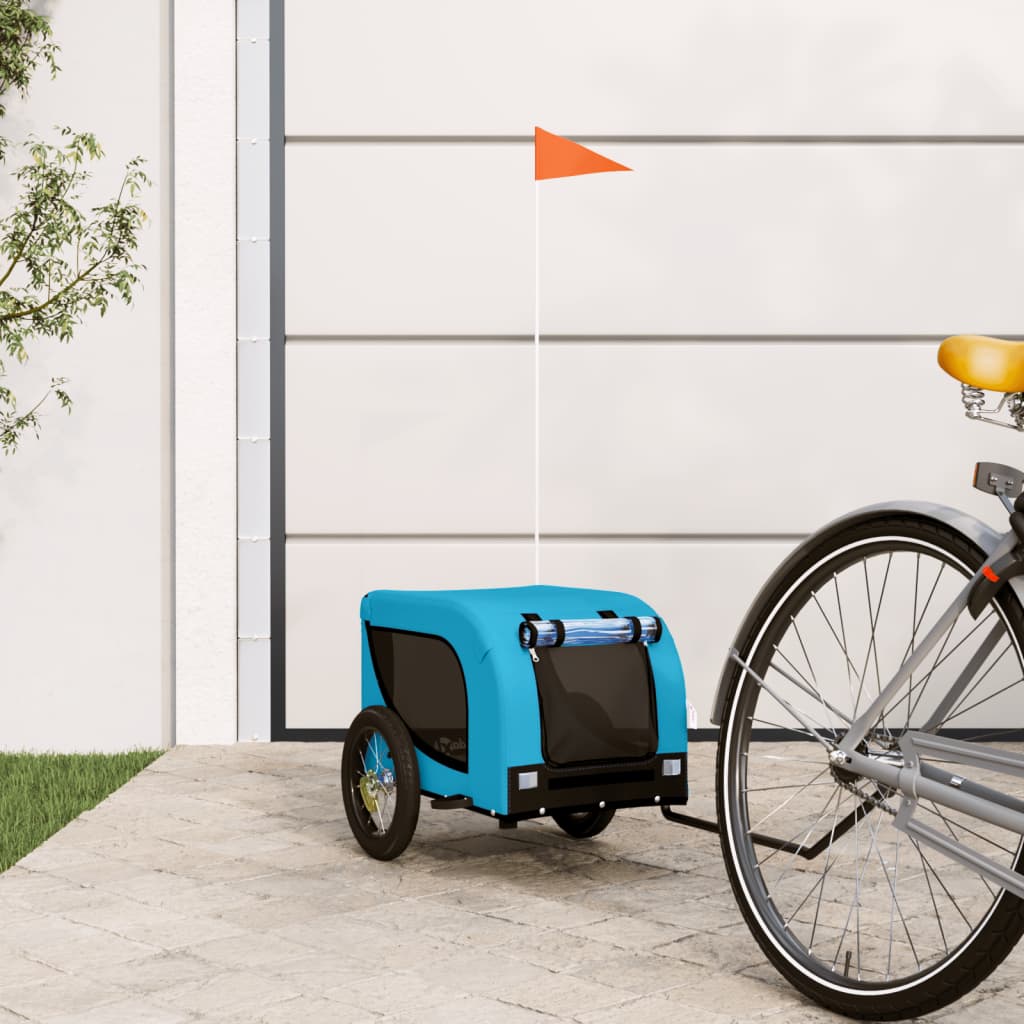 Remolque de bicicleta mascotas hierro tela Oxford azul negro