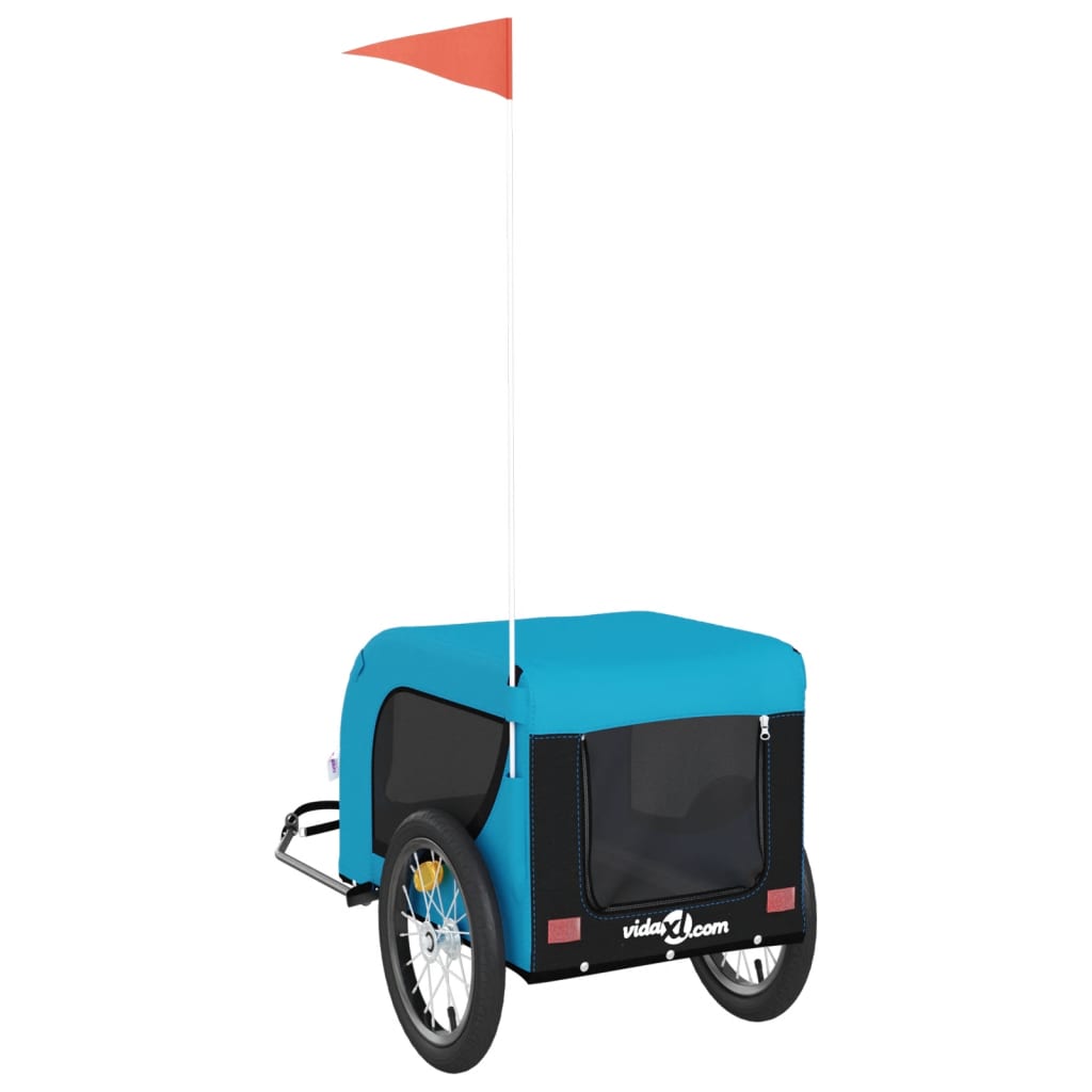 Remolque de bicicleta mascotas hierro tela Oxford azul negro