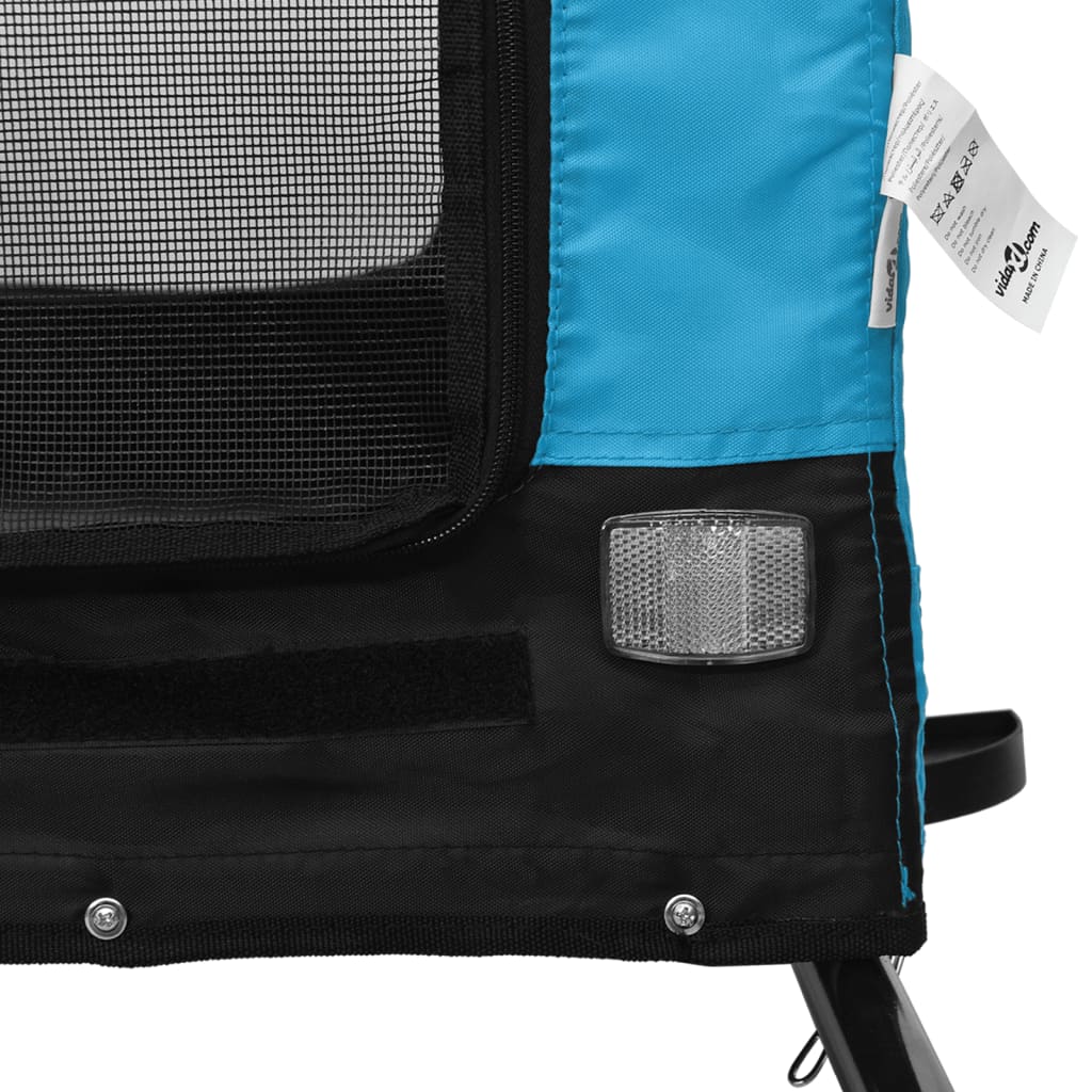 Remolque de bicicleta mascotas hierro tela Oxford azul negro