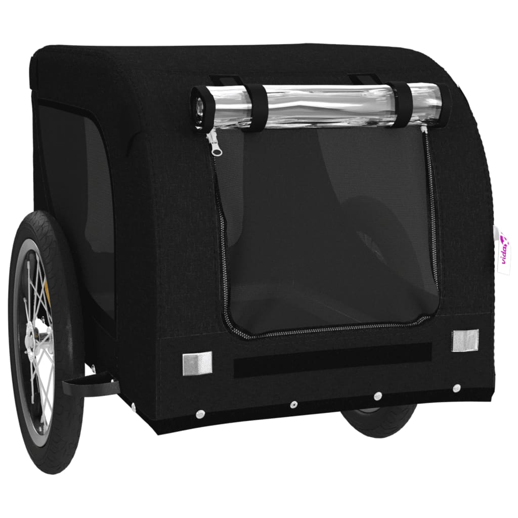Remolque de bicicleta mascotas hierro tela Oxford negro