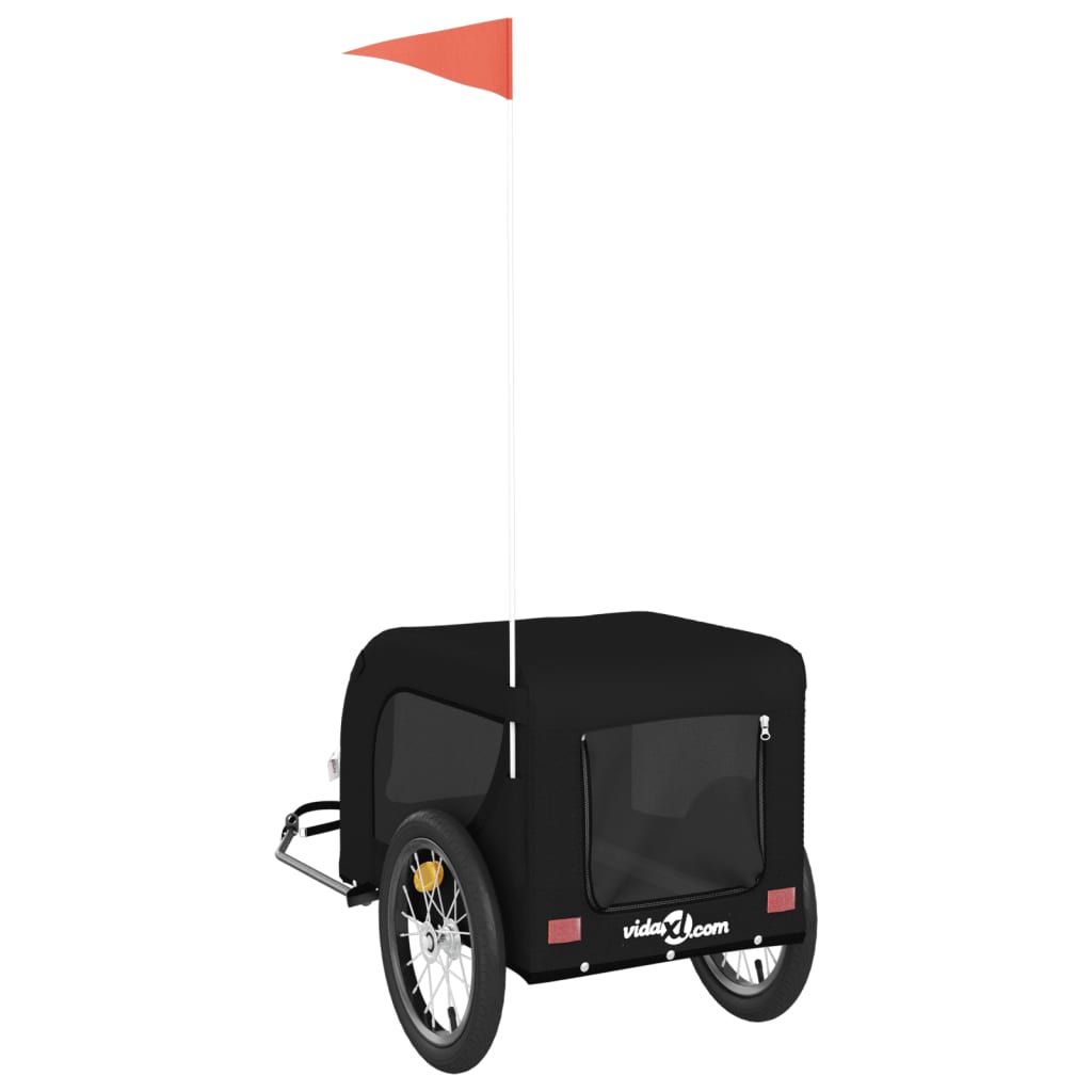 Remolque de bicicleta mascotas hierro tela Oxford negro