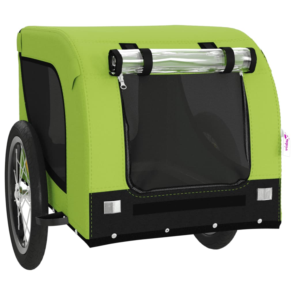 Remolque de bicicleta mascotas hierro tela Oxford verde negro
