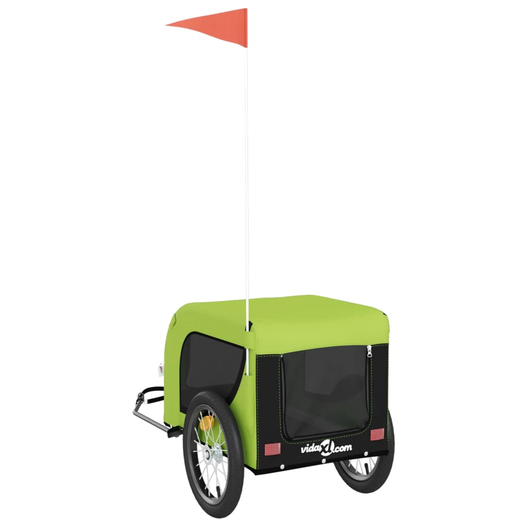 Remolque de bicicleta mascotas hierro tela Oxford verde negro
