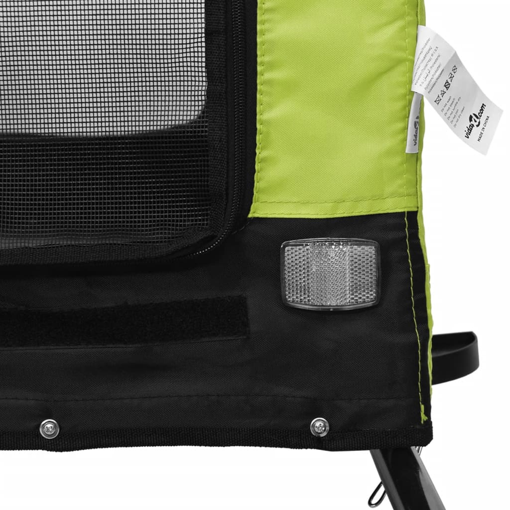 Remolque de bicicleta mascotas hierro tela Oxford verde negro