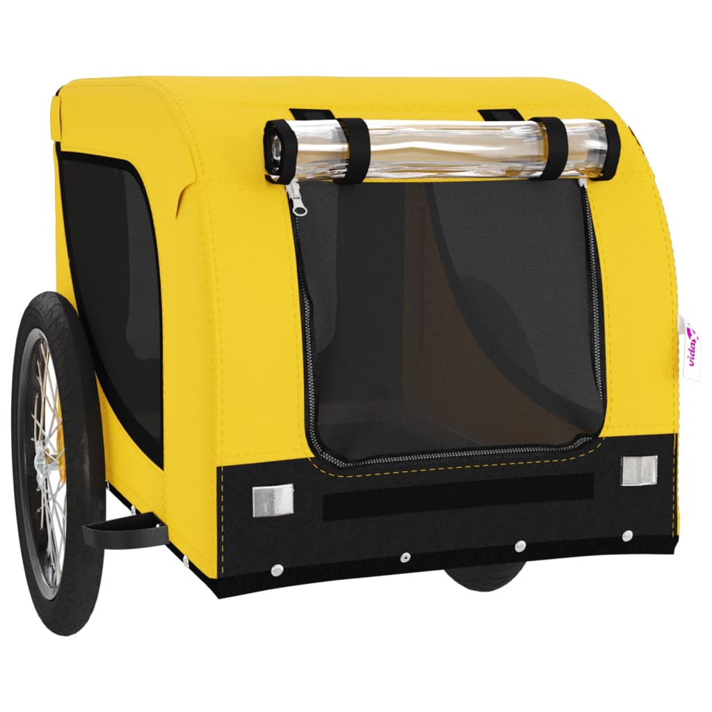 Remolque bicicleta mascotas hierro tela Oxford amarillo negro