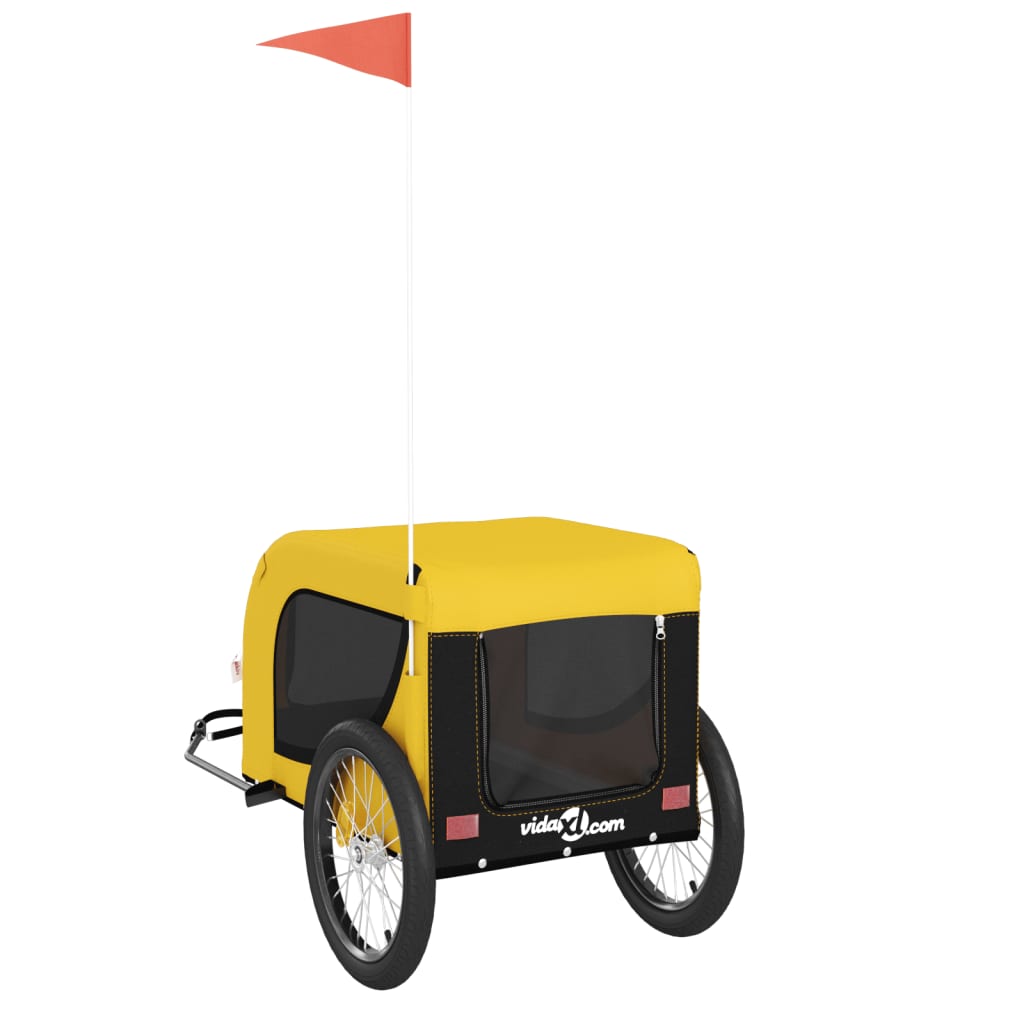 Remolque bicicleta mascotas hierro tela Oxford amarillo negro