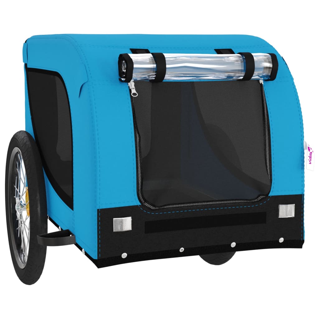 Remolque de bicicleta mascotas hierro tela Oxford azul negro