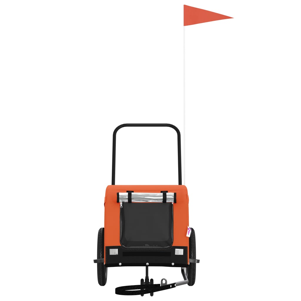 Remolque de bicicleta mascotas hierro tela Oxford naranja negro