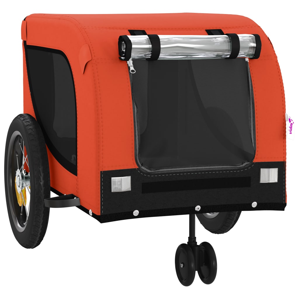 Remolque de bicicleta mascotas hierro tela Oxford naranja negro