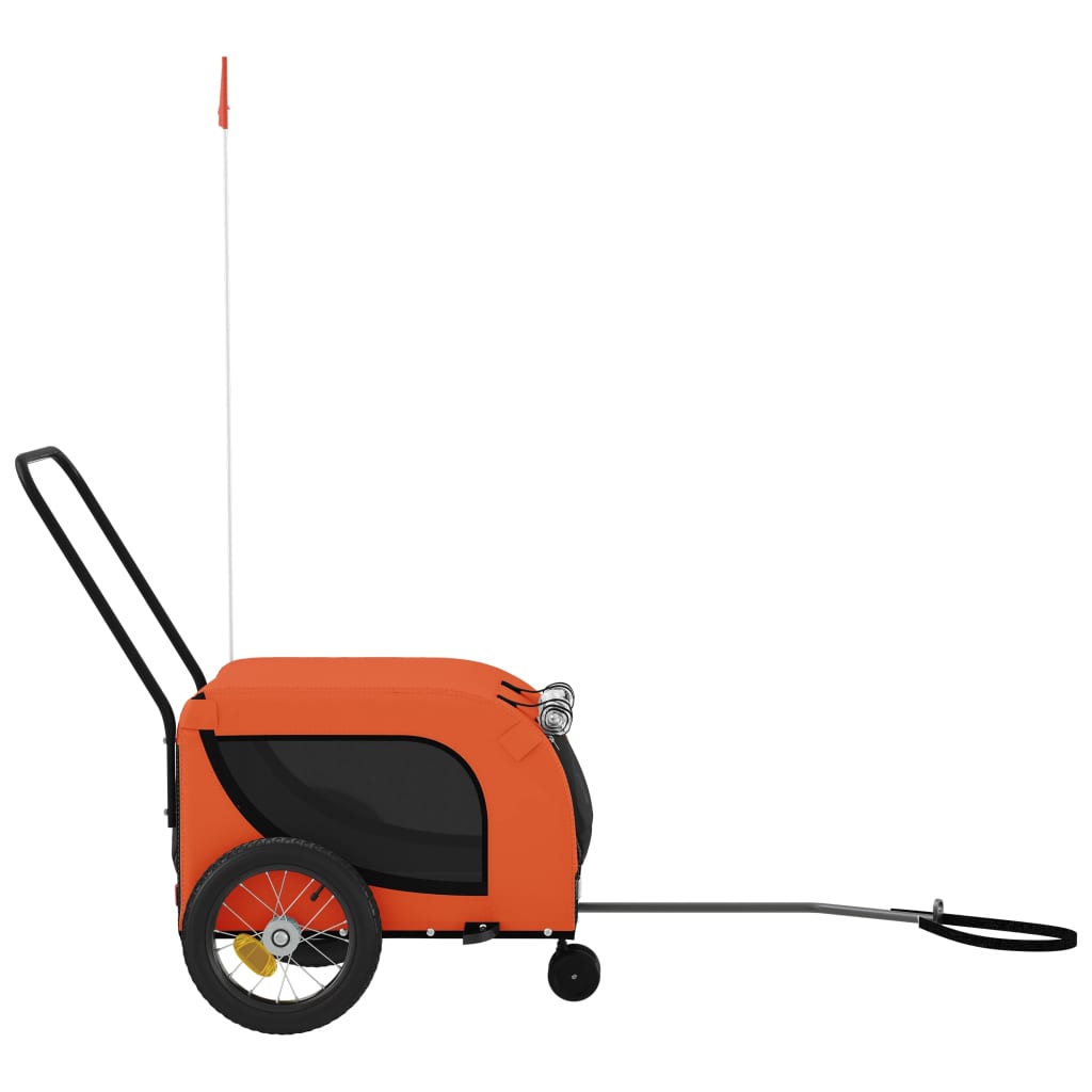 Remolque de bicicleta mascotas hierro tela Oxford naranja negro