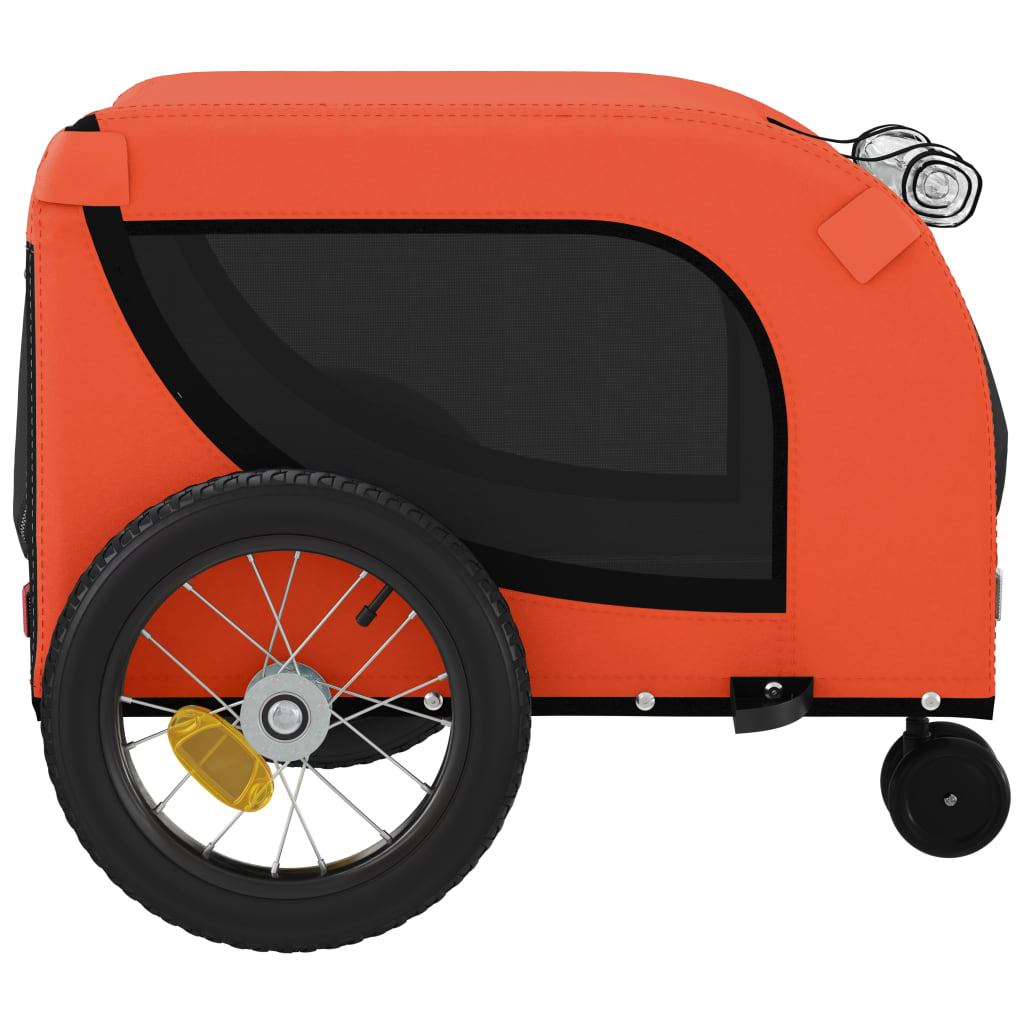 Remolque de bicicleta mascotas hierro tela Oxford naranja negro