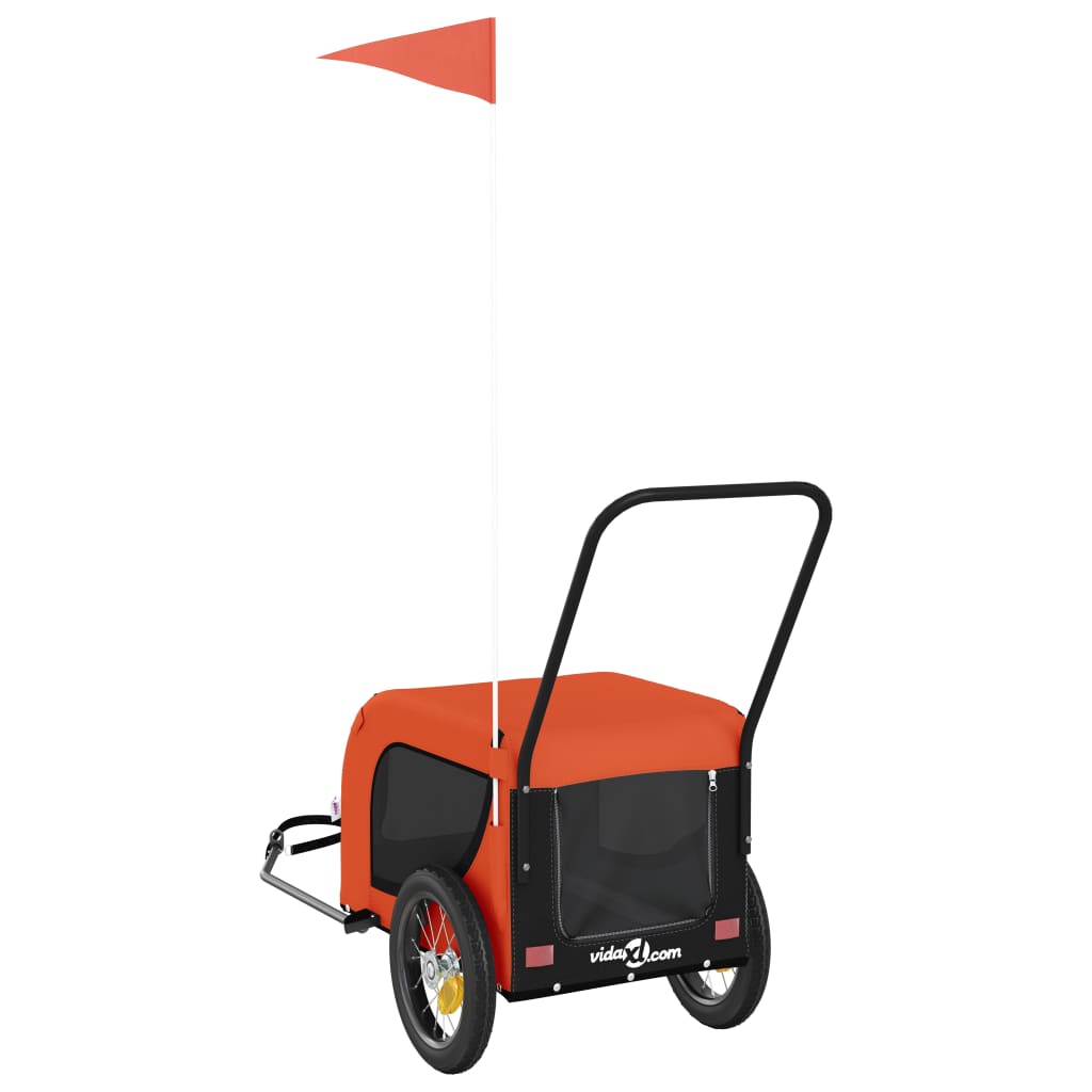 Remolque de bicicleta mascotas hierro tela Oxford naranja negro