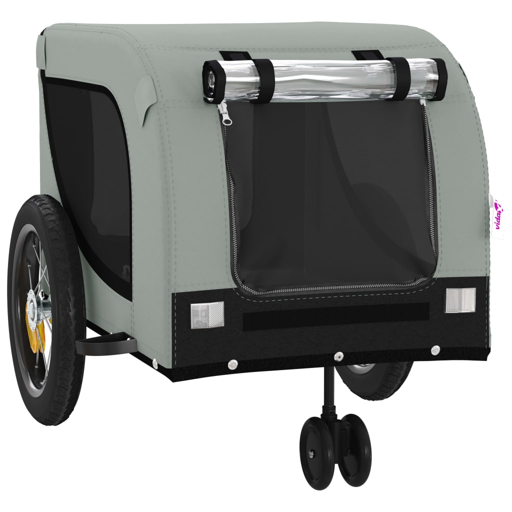 Remolque de bicicleta mascotas hierro tela Oxford gris negro