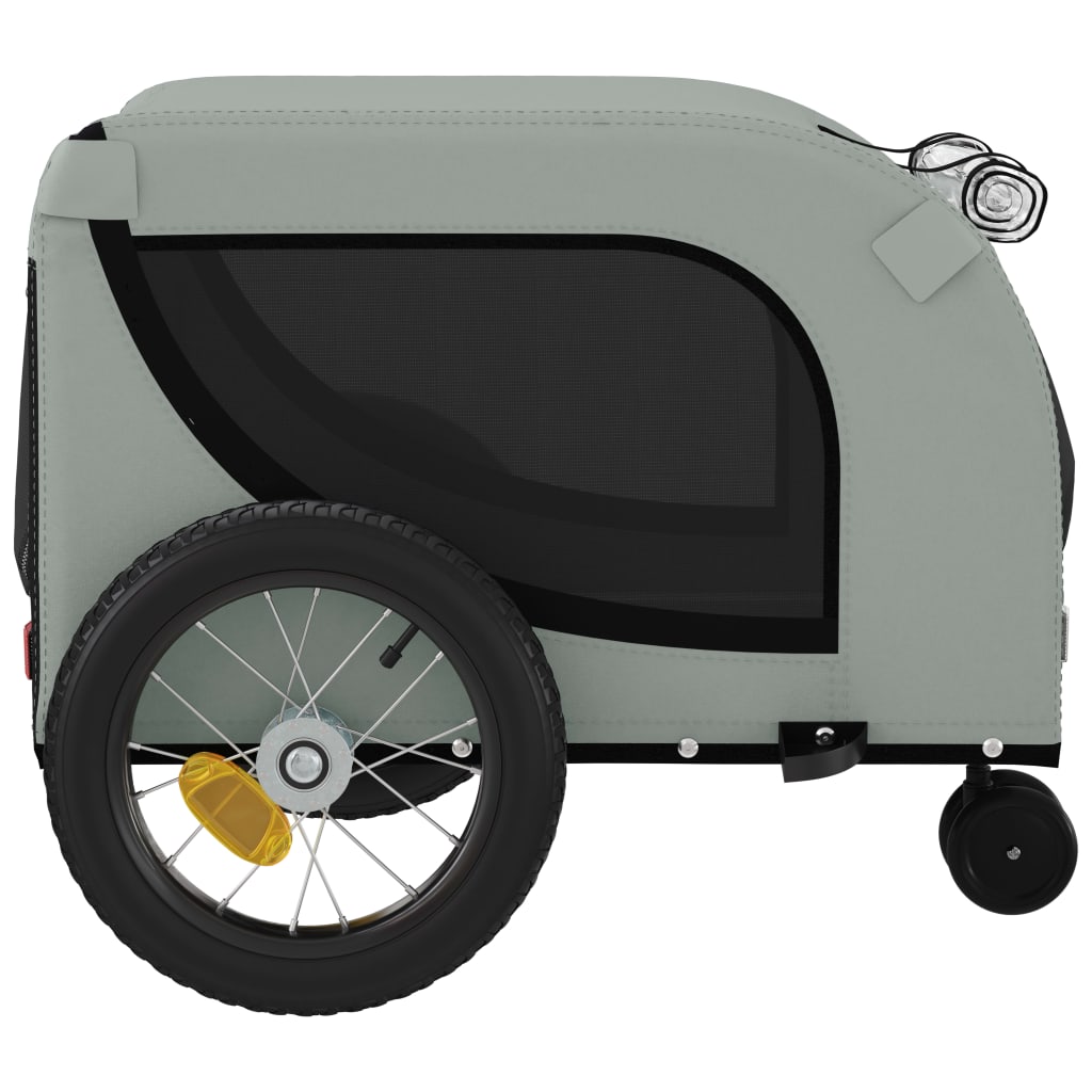 Remolque de bicicleta mascotas hierro tela Oxford gris negro