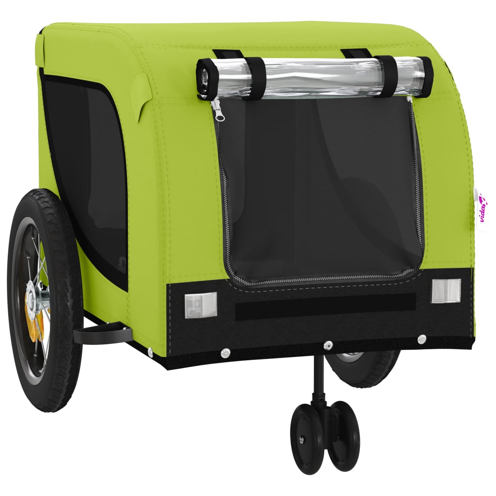 Remolque de bicicleta mascotas hierro tela Oxford verde negro