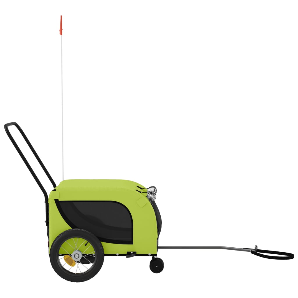 Remolque de bicicleta mascotas hierro tela Oxford verde negro