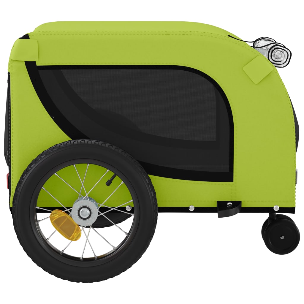 Remolque de bicicleta mascotas hierro tela Oxford verde negro