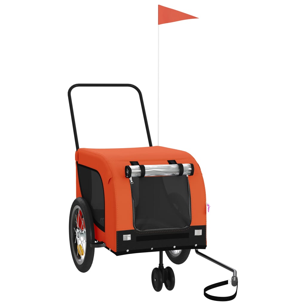 Remolque de bicicleta mascotas hierro tela Oxford naranja negro