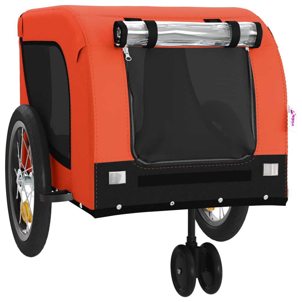 Remolque de bicicleta mascotas hierro tela Oxford naranja negro