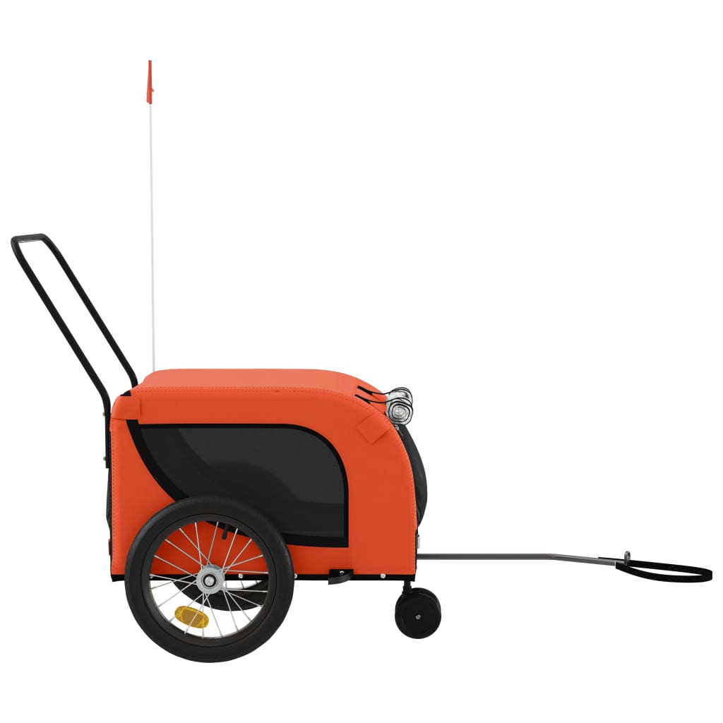 Remolque de bicicleta mascotas hierro tela Oxford naranja negro