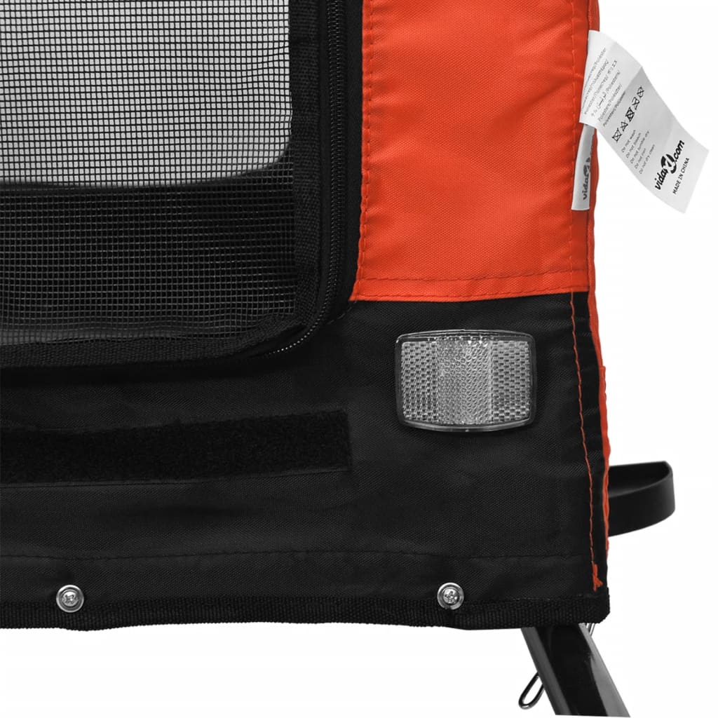 Remolque de bicicleta mascotas hierro tela Oxford naranja negro