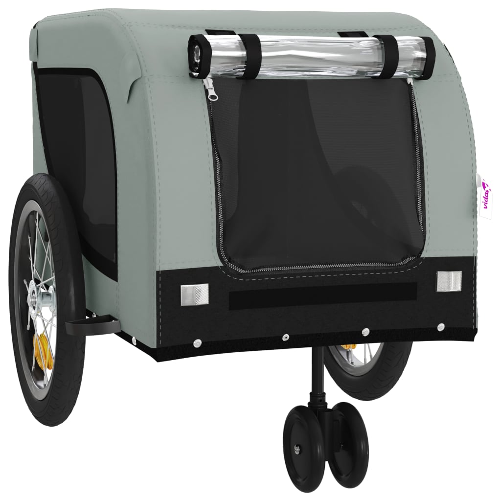 Remolque de bicicleta mascotas hierro tela Oxford gris negro