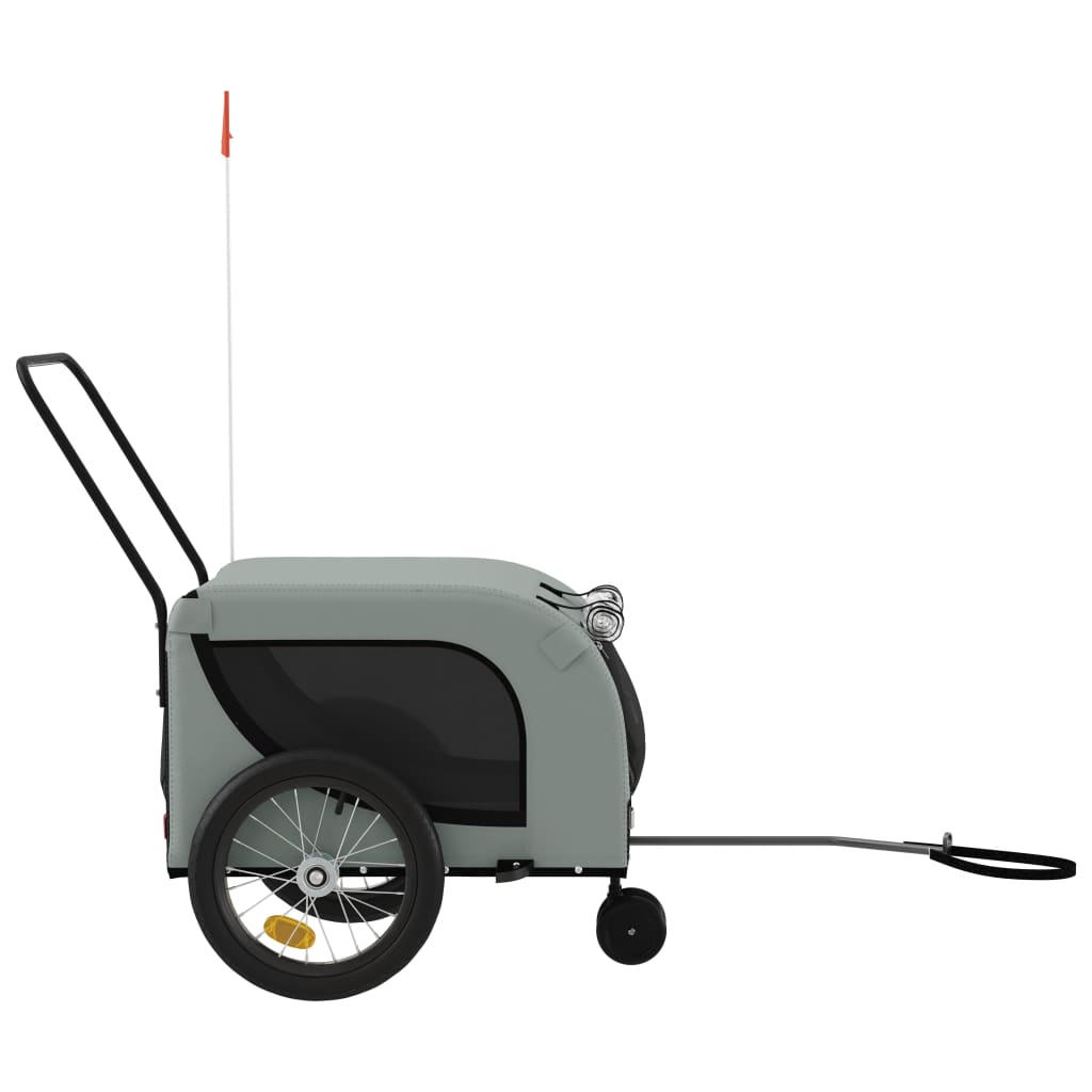 Remolque de bicicleta mascotas hierro tela Oxford gris negro