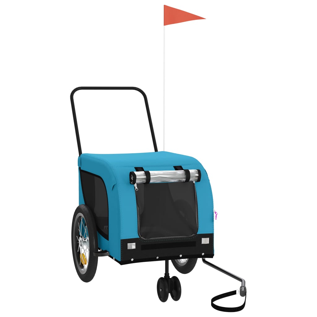 Remolque de bicicleta mascotas hierro tela Oxford azul negro
