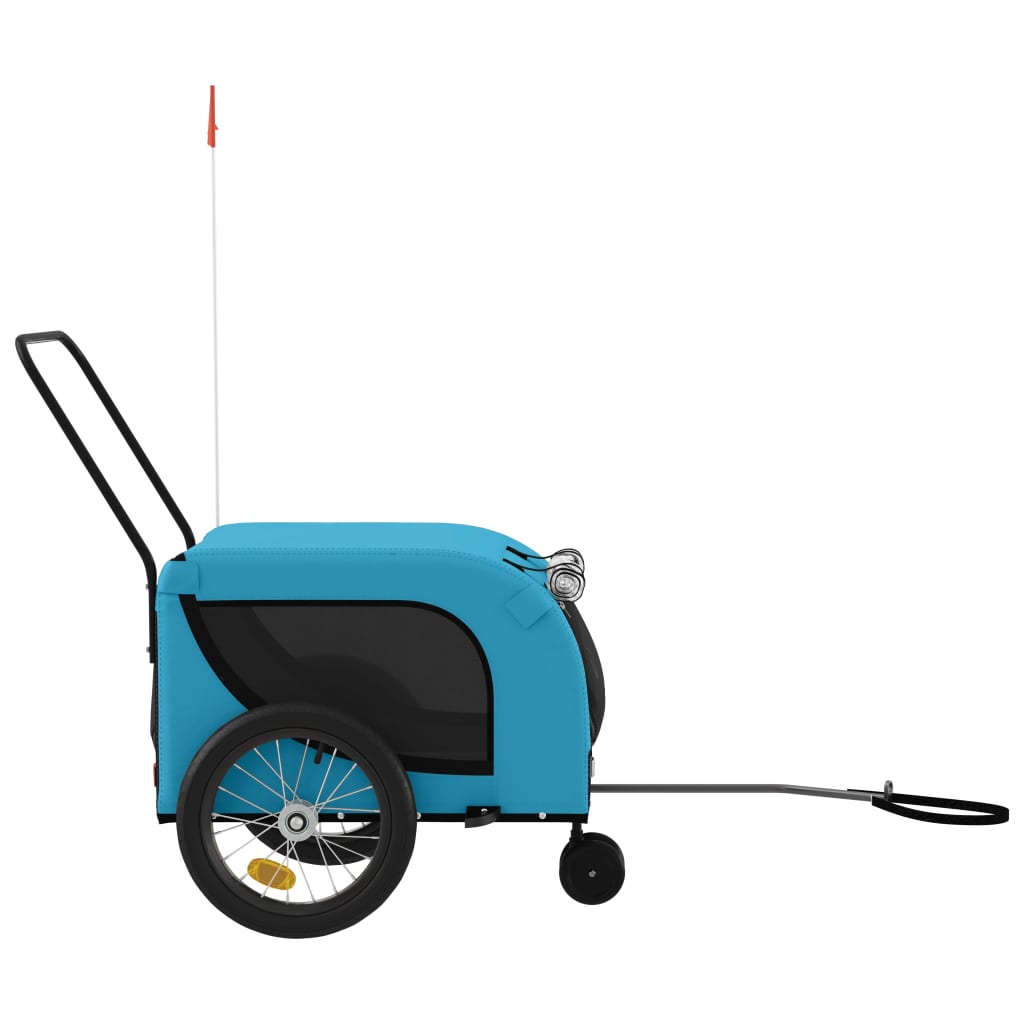 Remolque de bicicleta mascotas hierro tela Oxford azul negro