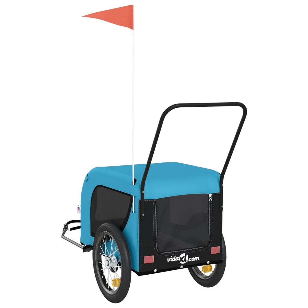 Remolque de bicicleta mascotas hierro tela Oxford azul negro
