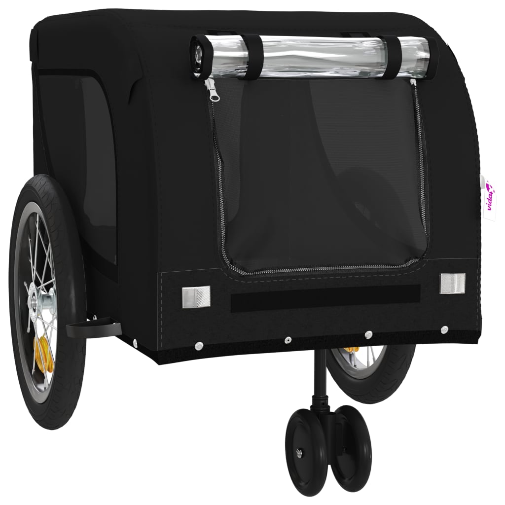 Remolque de bicicleta mascotas hierro tela Oxford negro