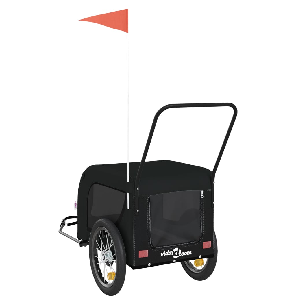 Remolque de bicicleta mascotas hierro tela Oxford negro