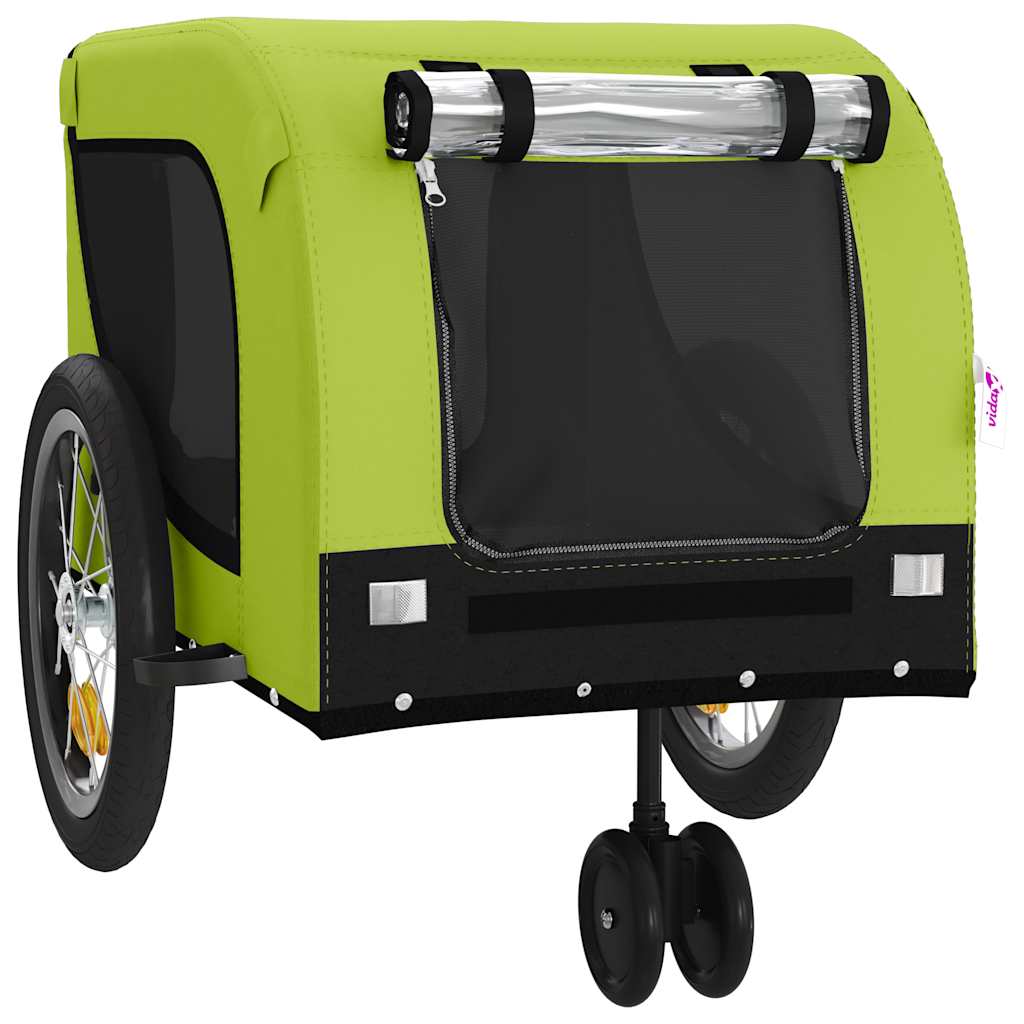 Remolque de bicicleta mascotas hierro tela Oxford verde negro
