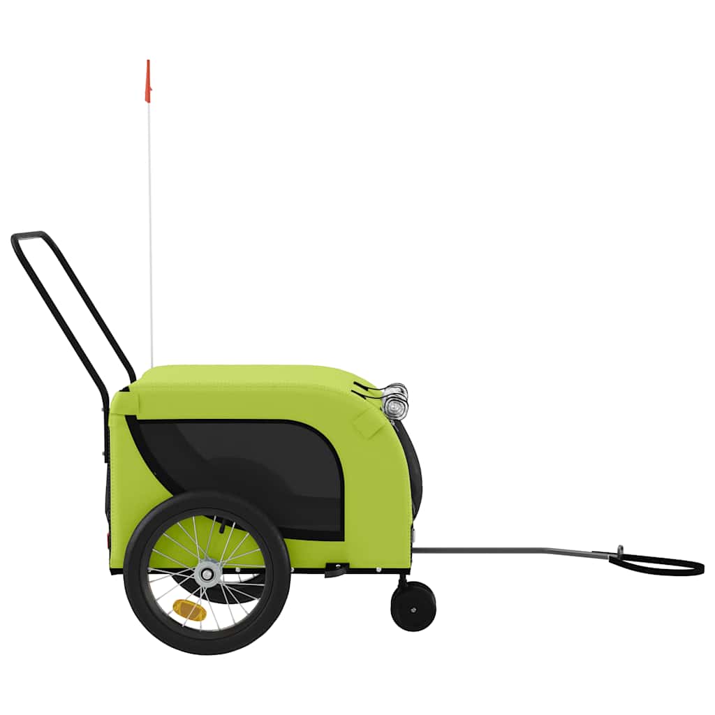 Remolque de bicicleta mascotas hierro tela Oxford verde negro