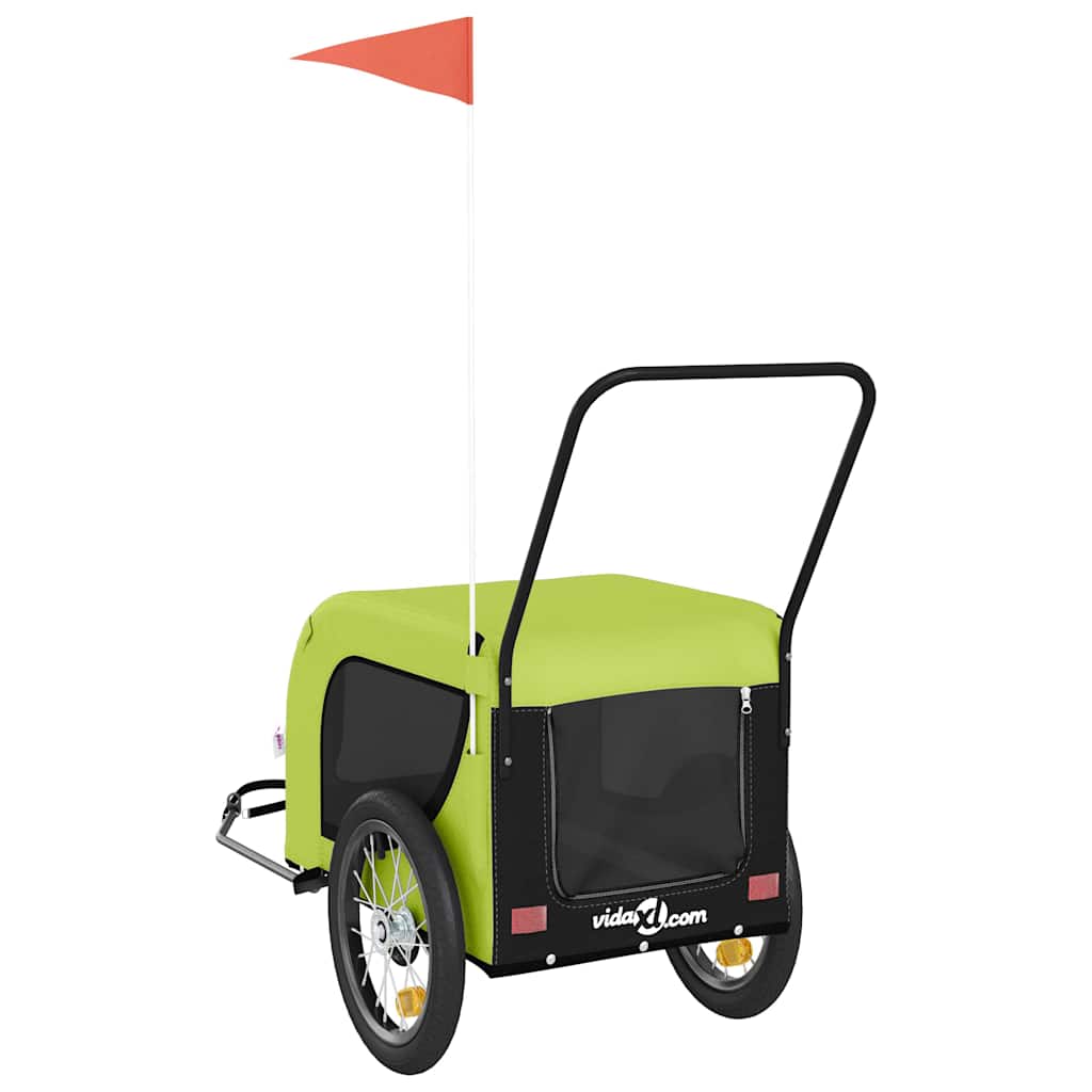 Remolque de bicicleta mascotas hierro tela Oxford verde negro