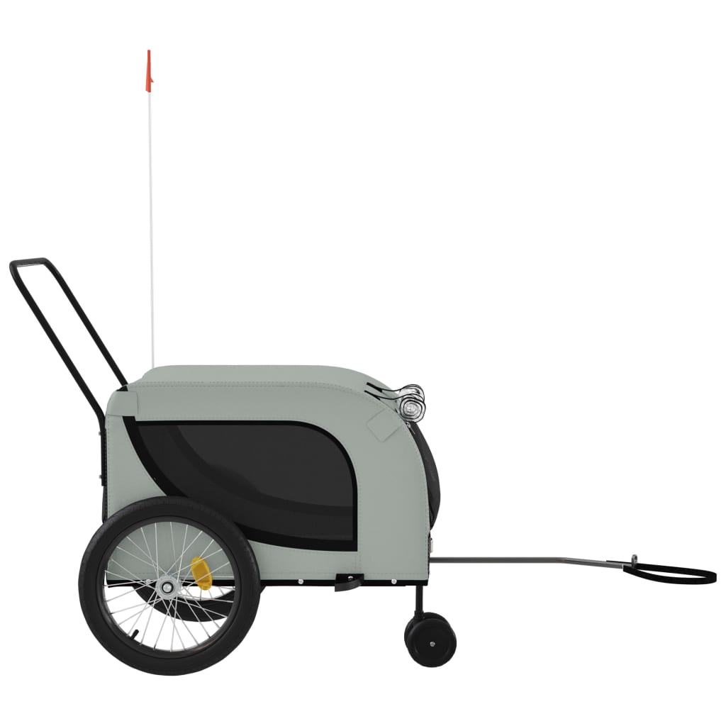 Remolque de bicicleta mascotas hierro tela Oxford gris negro